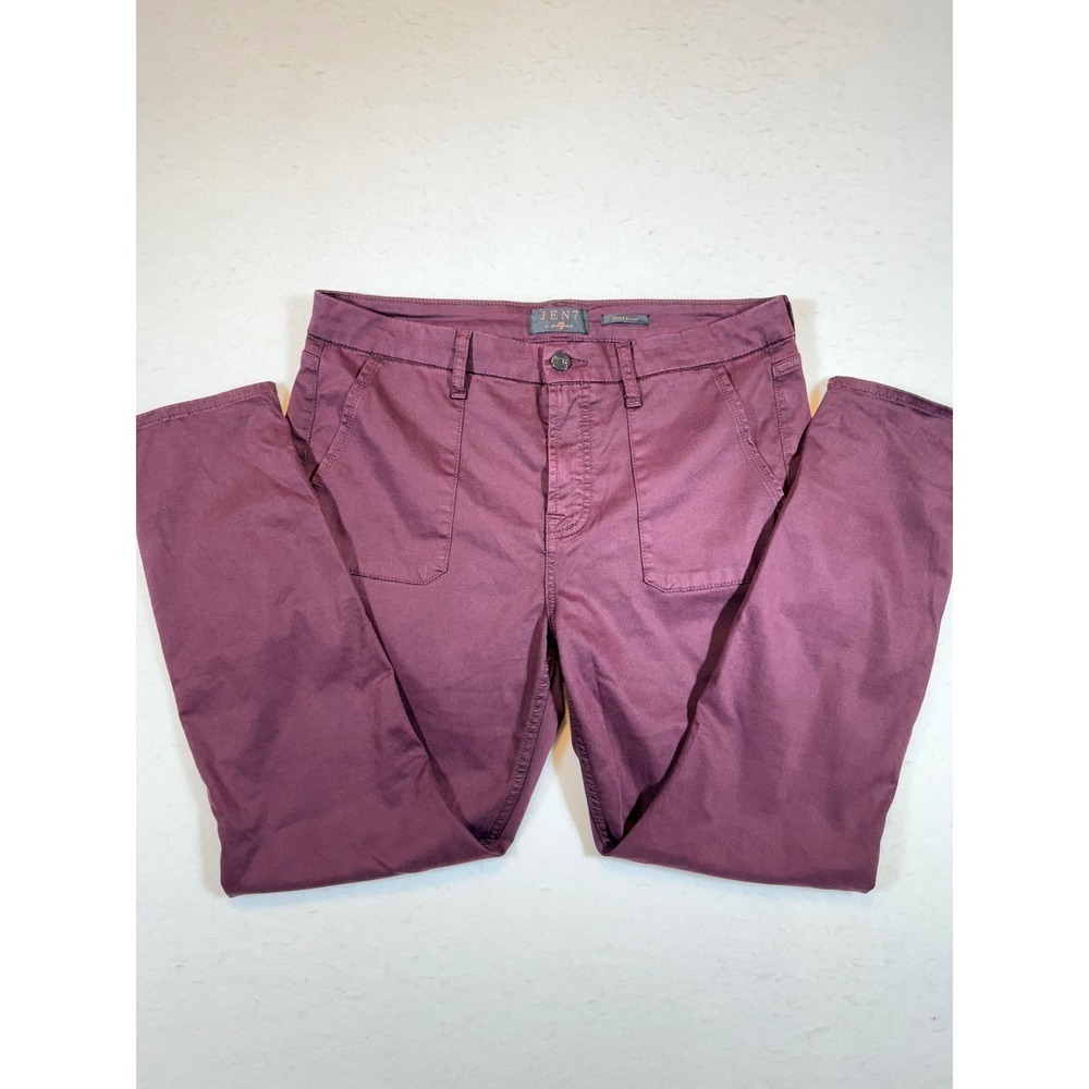 JEN7 by 7 For All Mankind Ankle Skinny Burgundy Pants Women Size 12